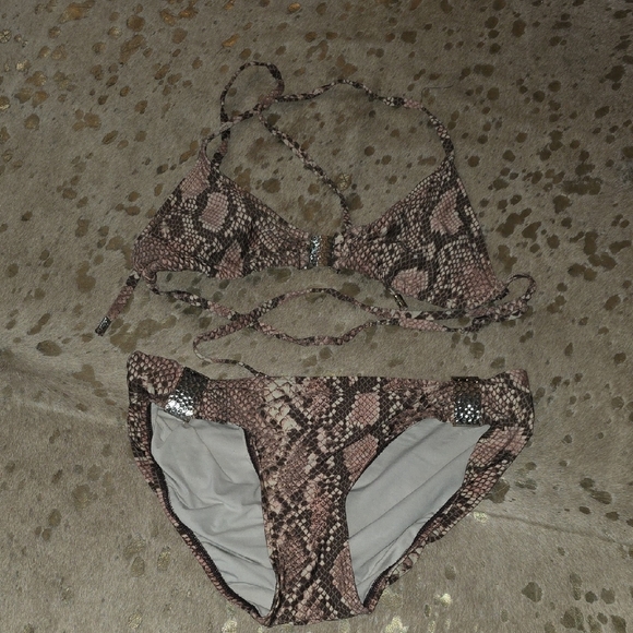 MICHAEL Michael Kors Pink and Brown Bikini Set - Picture 1 of 6
